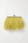 JIMMY CHOO Celeste feather and crystal-embellished satin clutch