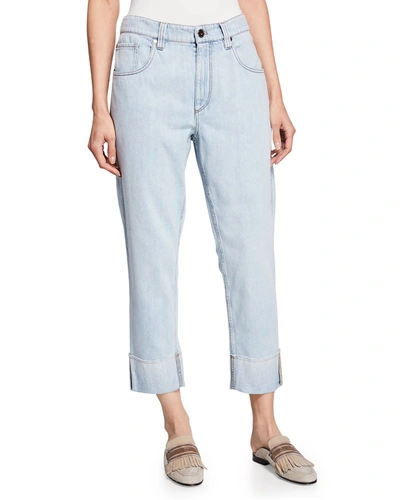 Brunello Cucinelli Acid-washed Straight-leg Jeans In Blue