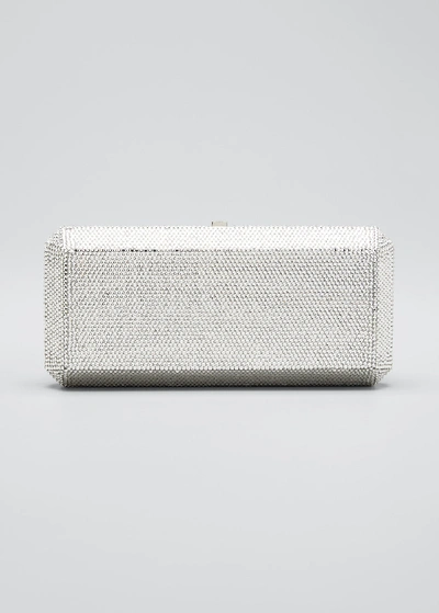 Judith Leiber Slim Rectangle Fullbead Clutch Bag In Silver