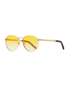 Vintage Frames Company Men's Equestrian Miami Vice Gold-plated Round Sunglasses In Gold
