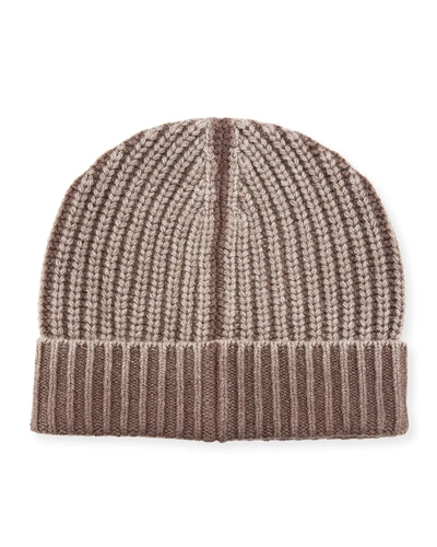 Iris Von Arnim Men's Carlus Stone-washed Knit Beanie Hat In Brown