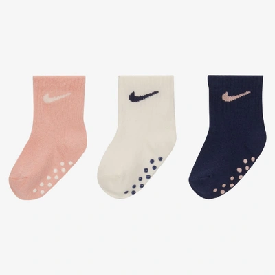 Nike Toddler Gripper Ankle Socks (3 Pairs) In Pink