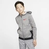 Nike Therma Elite Big Kids' (boys') Full-zip Basketball Hoodie In Grey