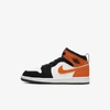 Jordan Air  1 Mid Little Kids' Shoe In Black/starfish/white/starfish