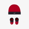Nike Baby Hat And Booties Set In University Red