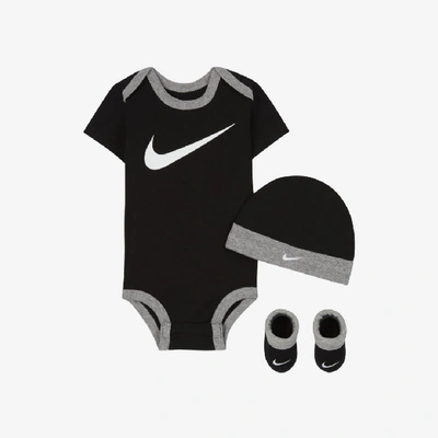 Nike Baby (6-12m) Bodysuit, Hat And Booties Box Set In Black