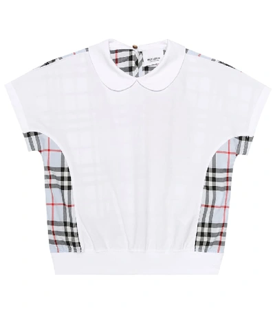Burberry Teen Check-panelled Polo Shirt In White