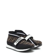 Fendi Teen Ff Touch Strap Sneakers In Brown