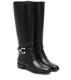 Ferragamo Gancini Knee-high Leather Boots In Black