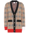 BURBERRY CHECKED WOOL-BLEND CARDIGAN,P00433642