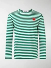 Comme Des Garçons Play Striped Heart Embellished Top In Green