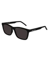 Saint Laurent Men's Square Solid Injection Sunglasses In Black