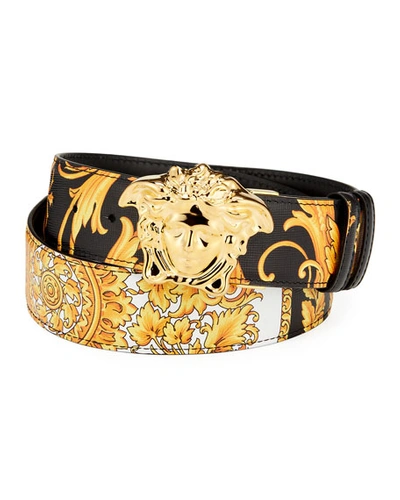 VERSACE MEN'S REVERSIBLE BAROCCO MEDUSA LEATHER BELT,PROD226880221