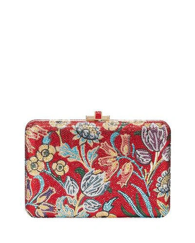 Judith Leiber Slim Slide Floral Filigree Clutch Bag In Red Pattern
