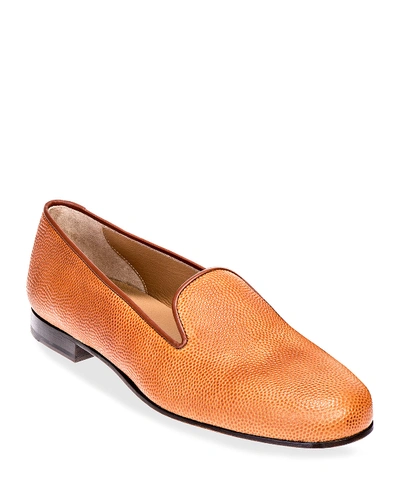 Stubbs And Wootton Men's Football Leather Venetian Loafers In Orange