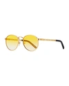 Vintage Frames Company Men's Equestrian Miami Vice Gold-plated Round Sunglasses In Gold