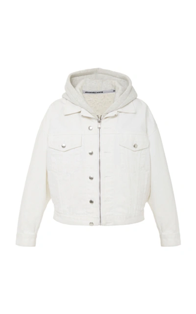 Alexander Wang Cotton Shirt Jacket With Detachable Hood In 101 White