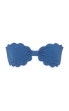 Marysia Antibes Scalloped Stretch-crepe Bandeau Bikini Top In Blue