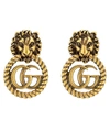 GUCCI GOLD-TONE LION HEAD AND DOUBLE G CLIP-ON EARRINGS,5059419006115