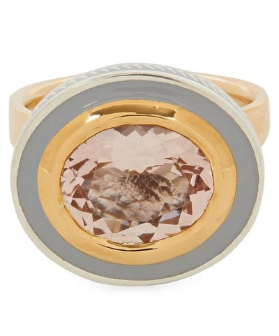 Alice Cicolini Gold Silver Tile Oval Morganite Ring