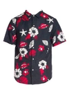 THOM BROWNE STRAIGHT-FIT PRINTED LINEN-BLEND SHIRT,400011905071