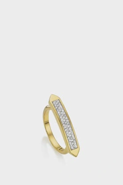 Monica Vinader Gold Plated Vermeil Silver Baja Skinny Diamond Ring In Metallic