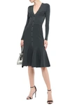 NARCISO RODRIGUEZ FLUTED BUTTON-EMBELLISHED PONTE DRESS,3074457345621381133