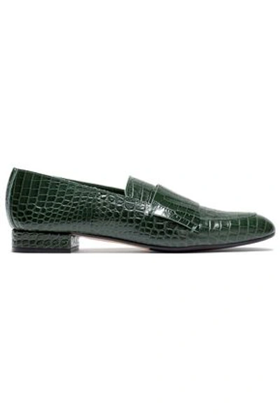 Atp Atelier Croc-effect Leather Loafers In Forest Green