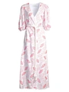 AZULU WOMEN'S CHERRY TREE PRINT PUFF-SLEEVE TIE-WAIST MAXI DRESS,0400012102300