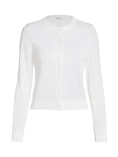Brunello Cucinelli Women's Linen-blend Cropped Cardigan In White