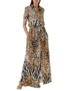 MELISSA ODABASH Naomi Leopard Print Maxi Shirt Dress