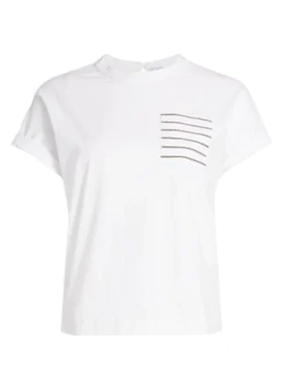 Brunello Cucinelli Women's Monili Pocket T-shirt In White