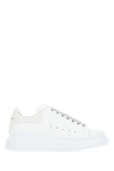 Alexander Mcqueen Croc-embossed Leather Trim Collar Oversized Sneakers In White