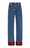 ALEXANDER WANG PLAID-CUFF CARPENTER JEANS,761405