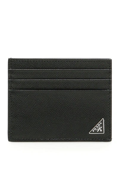 Prada Triangle Cardholder In Black