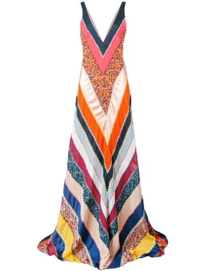 Altuzarra Ellsworth Chevron Patchwork Gown In Orange