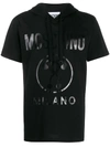 Moschino Printed Logo Hooded T-shirt In Black