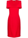 Givenchy Cape-effect Wool-crepe Dress In Red