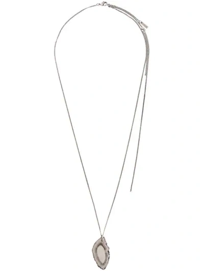 Saint Laurent Agate Charm Necklace In Metallic