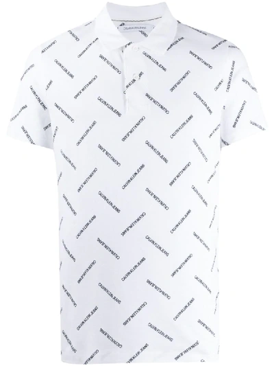 Calvin Klein Jeans Est.1978 All-over Logo Polo Shirt In White