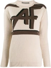 Alberta Ferretti Intarsia-knit Jumper In Beige