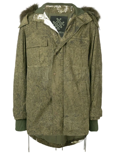 Mr & Mrs Italy Printed Hooded Parka Coat In Green