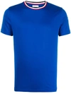 Moncler Contrast Collar Short Sleeve T In Blue