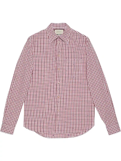 Gucci Square G Check Shirt In Red