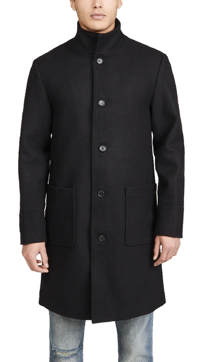 Frame Rib Collar Overcoat In Noir