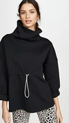 Varley Barton Drawstring-waistband Cotton-blend Jumper In Black