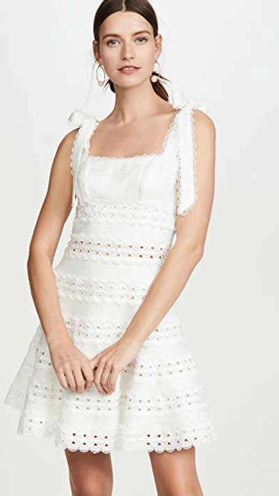 Zimmermann Kirra Tie-detailed Broderie Anglaise Linen Mini Dress In White