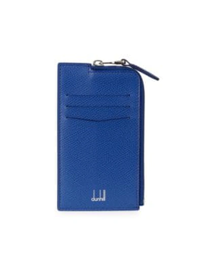 Dunhill Cadogan Leather Card Case In Cobalt