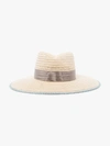 D'ESTREE WHITE CINDY RIBBON TRIM HAT,CINDYTAUPECELADON14482908