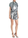 CAROLINA RITZLER SHORT SLEEVE SEQUIN ROMPER,0400012096109